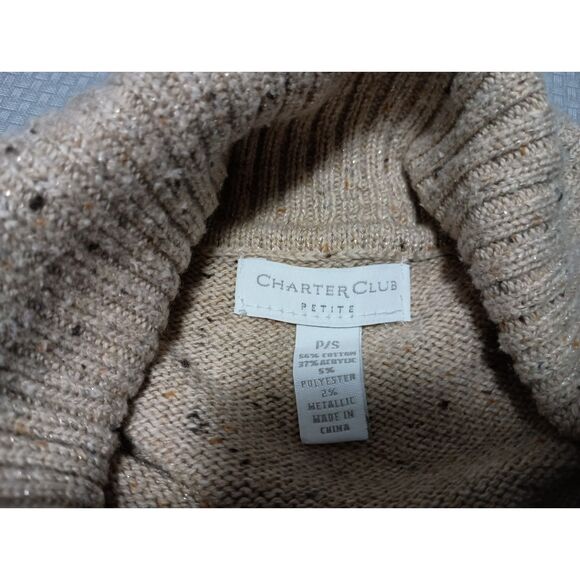 CHARTER CLUB: Beige 3/4 Sleeve Cowl-Neck Sweater, Women's Size P/S - Picture 5 of 6